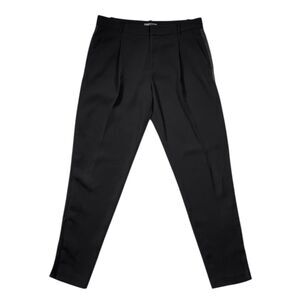 Vince Women’s Pants 6 Black Pleated Satin Side Stripe Tapered Mid Rise Slim Fit